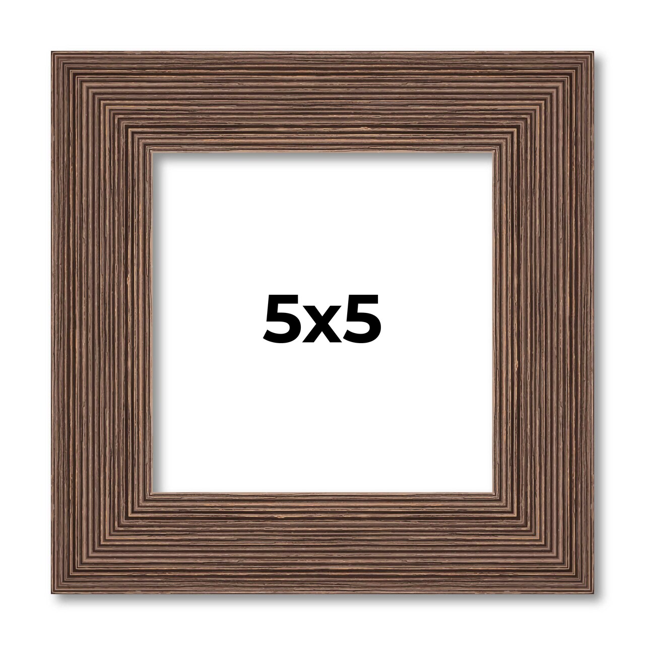 5x5 Wide Barnwood Picture Frame with UV-Resistant Acrylic & Acid Free Backing, Available in 6 Paint Finishes - Grey, Brown, White, and Black